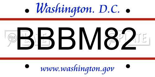 BBBM82 District Of Columbia License Plate
