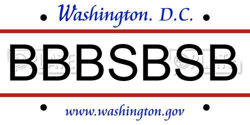 BBBSBSB District Of Columbia License Plate