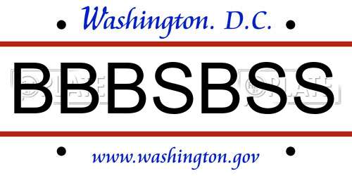 BBBSBSS District Of Columbia License Plate