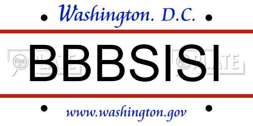 BBBSISI District Of Columbia License Plate