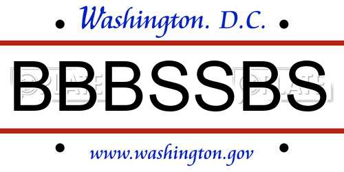 BBBSSBS District Of Columbia License Plate