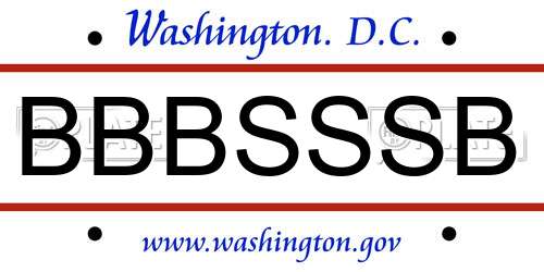 BBBSSSB District Of Columbia License Plate
