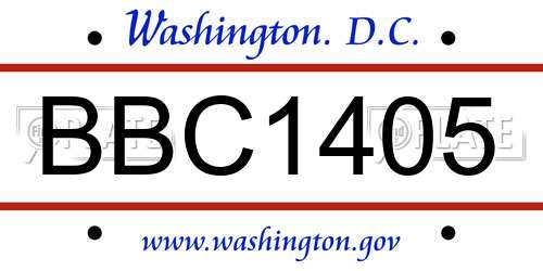 BBC1405 District Of Columbia License Plate
