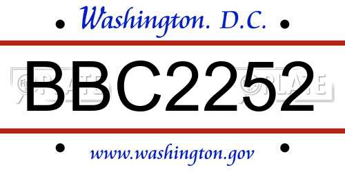 BBC2252 District Of Columbia License Plate