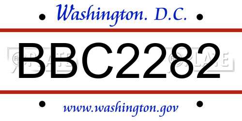 BBC2282 District Of Columbia License Plate