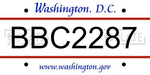 BBC2287 District Of Columbia License Plate