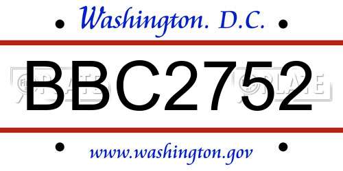 BBC2752 District Of Columbia License Plate