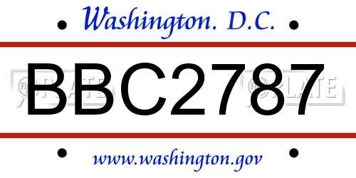 BBC2787 District Of Columbia License Plate
