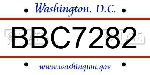 BBC7282 District Of Columbia License Plate