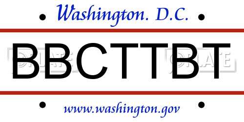 BBCTTBT District Of Columbia License Plate