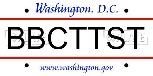 BBCTTST District Of Columbia License Plate