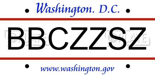 BBCZZSZ District Of Columbia License Plate