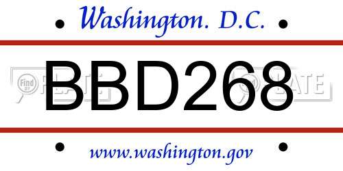BBD268 District Of Columbia License Plate