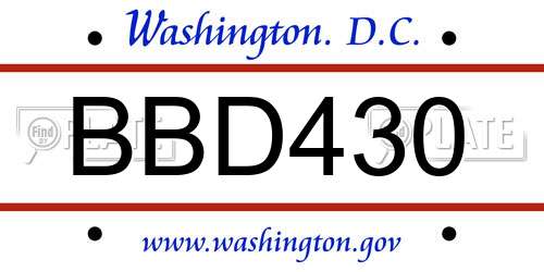 BBD430 District Of Columbia License Plate