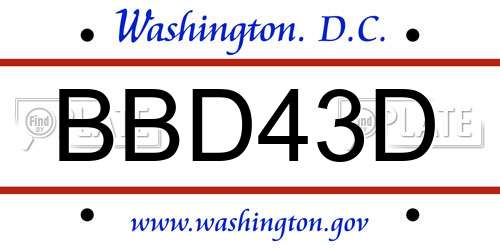 BBD43D District Of Columbia License Plate