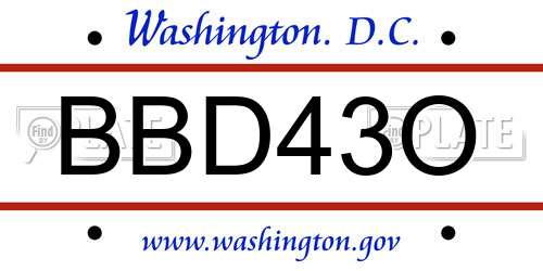BBD43O District Of Columbia License Plate