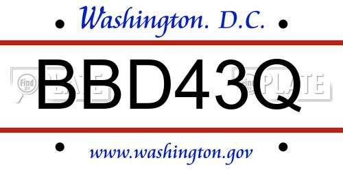 BBD43Q District Of Columbia License Plate