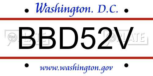 BBD52V District Of Columbia License Plate