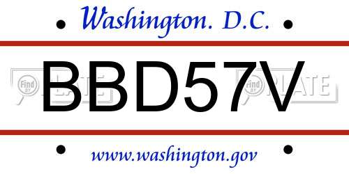 BBD57V District Of Columbia License Plate