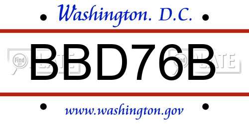 BBD76B District Of Columbia License Plate