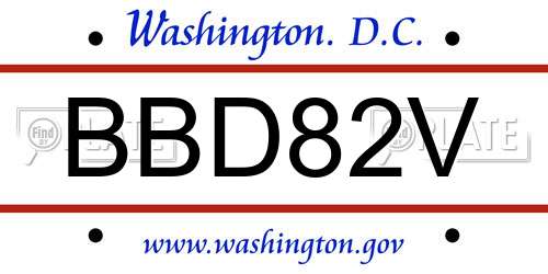 BBD82V District Of Columbia License Plate