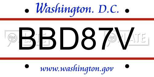 BBD87V District Of Columbia License Plate