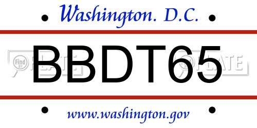 BBDT65 District Of Columbia License Plate