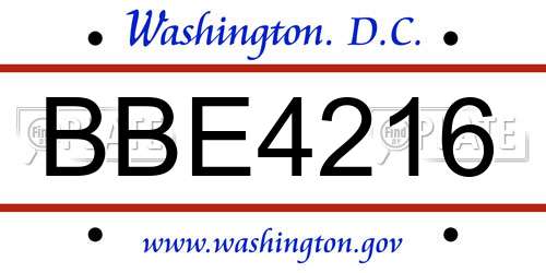 BBE4216 District Of Columbia License Plate
