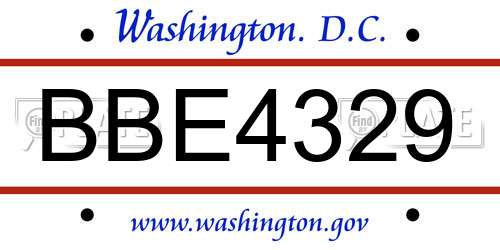 BBE4329 District Of Columbia License Plate