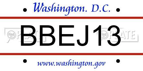 BBEJ13 District Of Columbia License Plate