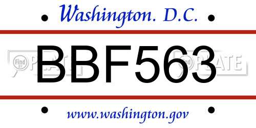 BBF563 District Of Columbia License Plate