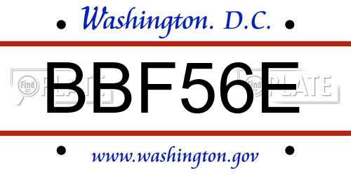 BBF56E District Of Columbia License Plate