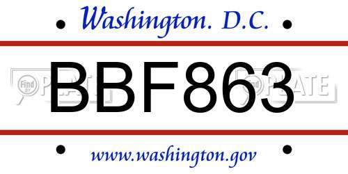 BBF863 District Of Columbia License Plate