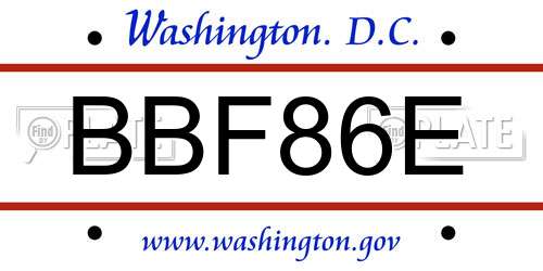 BBF86E District Of Columbia License Plate