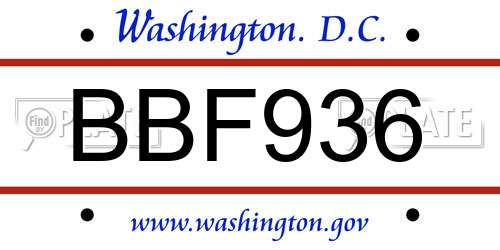 BBF936 District Of Columbia License Plate