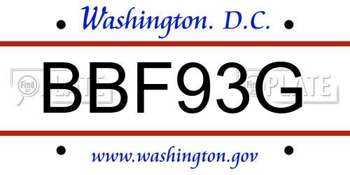 BBF93G District Of Columbia License Plate