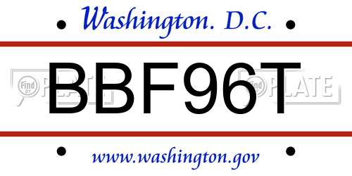 BBF96T District Of Columbia License Plate