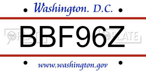 BBF96Z District Of Columbia License Plate