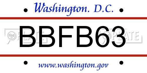BBFB63 District Of Columbia License Plate