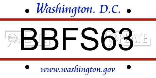 BBFS63 District Of Columbia License Plate