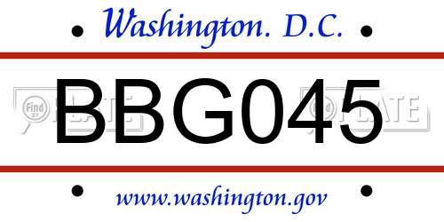 BBG045 District Of Columbia License Plate