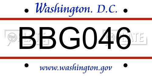 BBG046 District Of Columbia License Plate