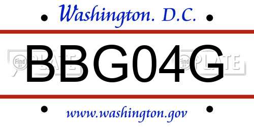 BBG04G District Of Columbia License Plate