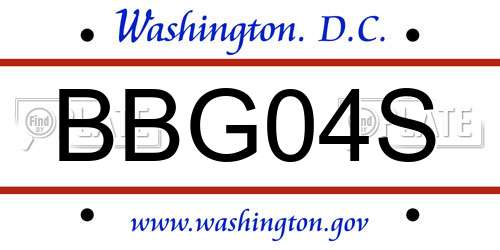 BBG04S District Of Columbia License Plate