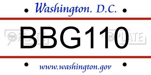 BBG110 District Of Columbia License Plate