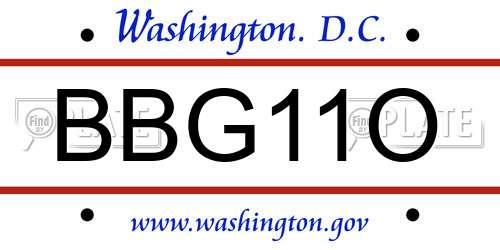 BBG11O District Of Columbia License Plate