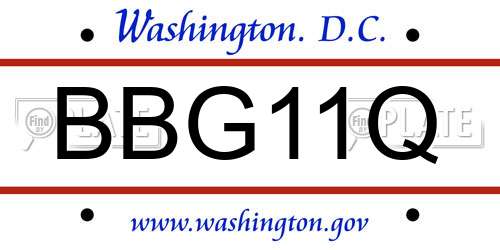 BBG11Q District Of Columbia License Plate