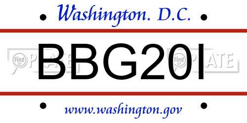 BBG20I District Of Columbia License Plate