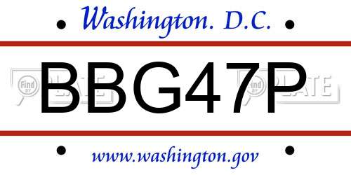 BBG47P District Of Columbia License Plate