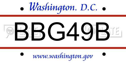 BBG49B District Of Columbia License Plate